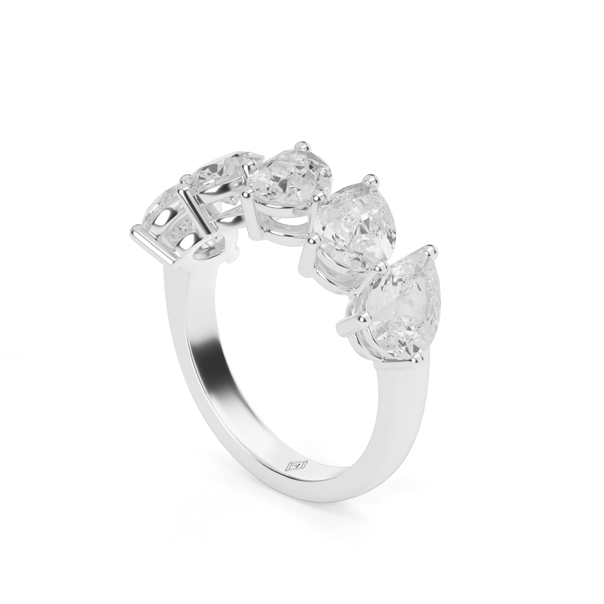 2.5 Carat Five-Stone Pear Diamond Anniversary Ring — 14K White Gold / Lab Diamond (image)