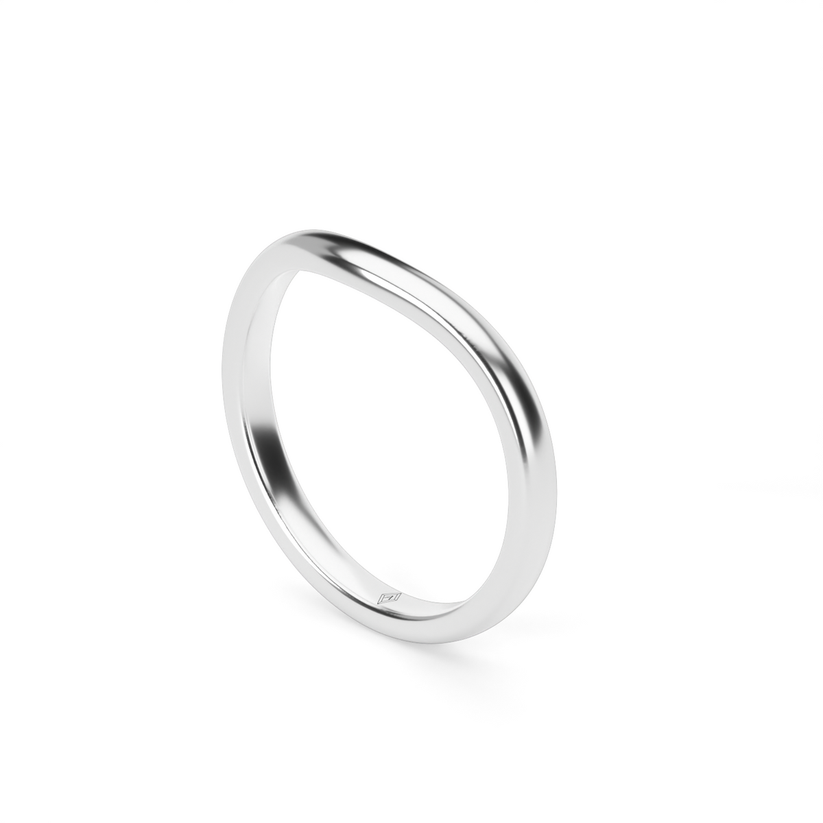 Curved Wedding Ring — 14K White Gold (image)