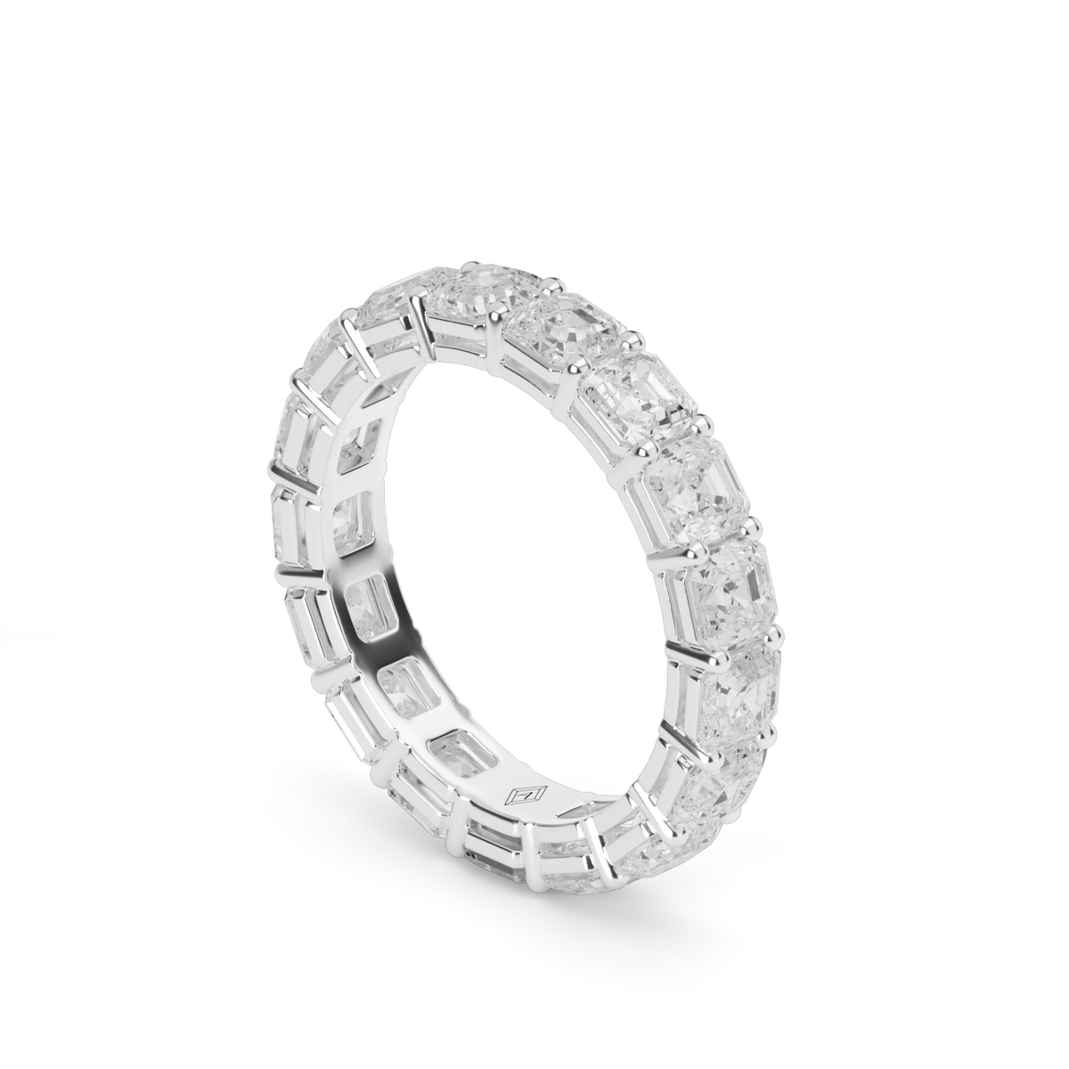 Asscher Cut Diamond Eternity Ring — 14K White Gold / 4 / Lab Diamond (image)