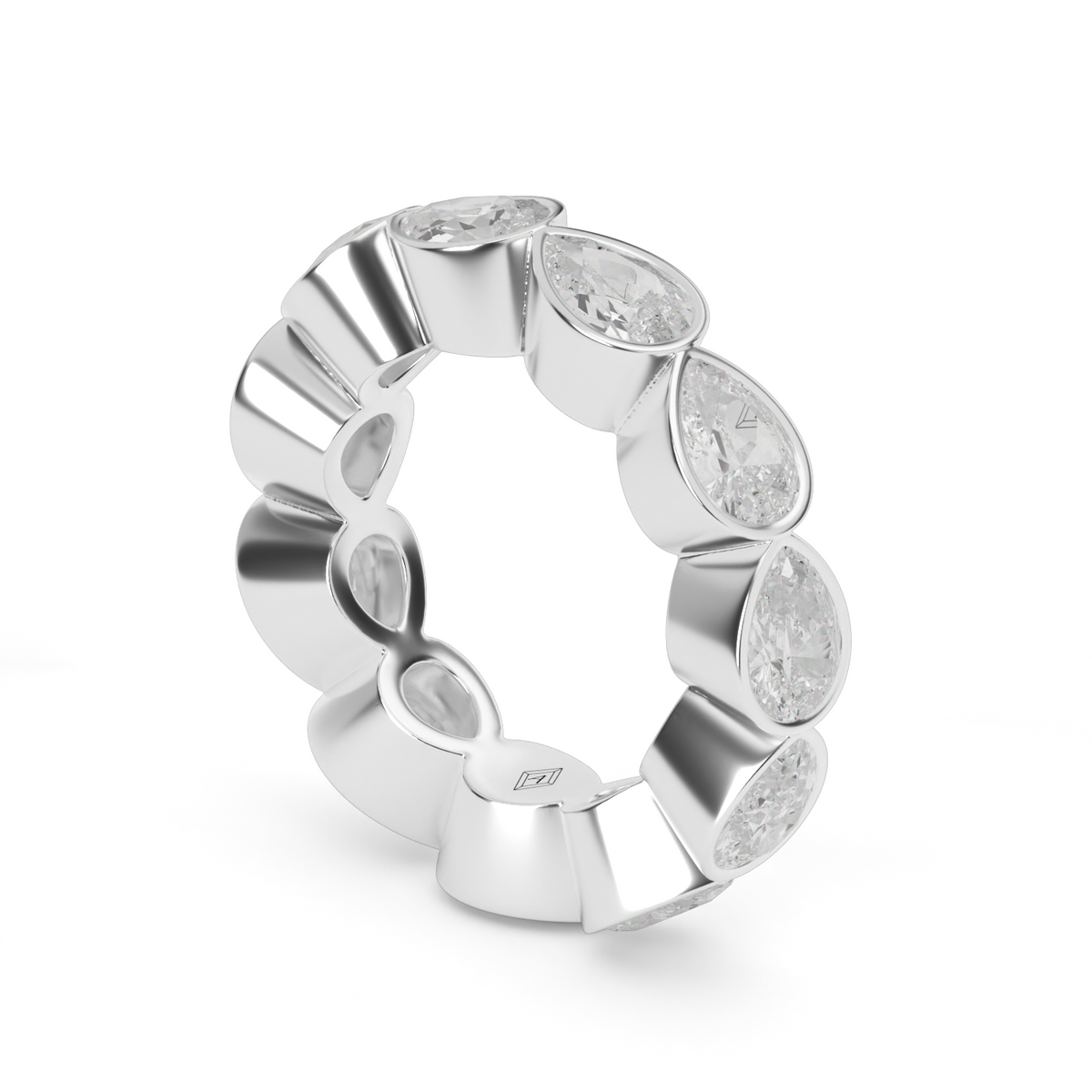 East-West Bezel Pear Eternity Ring — 14K White Gold / 5 / Lab Diamond (image)