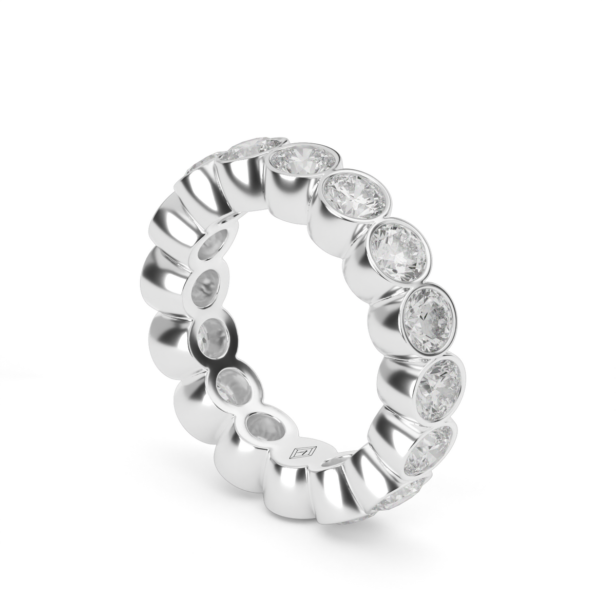 Round Bezel Diamond Eternity Ring — 14K White Gold / 4 / Lab Diamond (image)