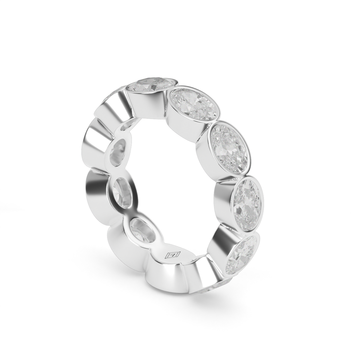 East-West Bezel Oval Cut Eternity Ring — 14K White Gold / 4 / Lab Diamond (image)