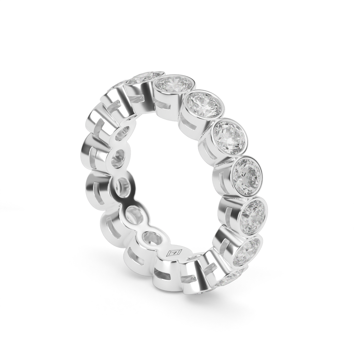 Round Bezel Eternity Ring — 14K White Gold / 4 / Lab Diamond (image)