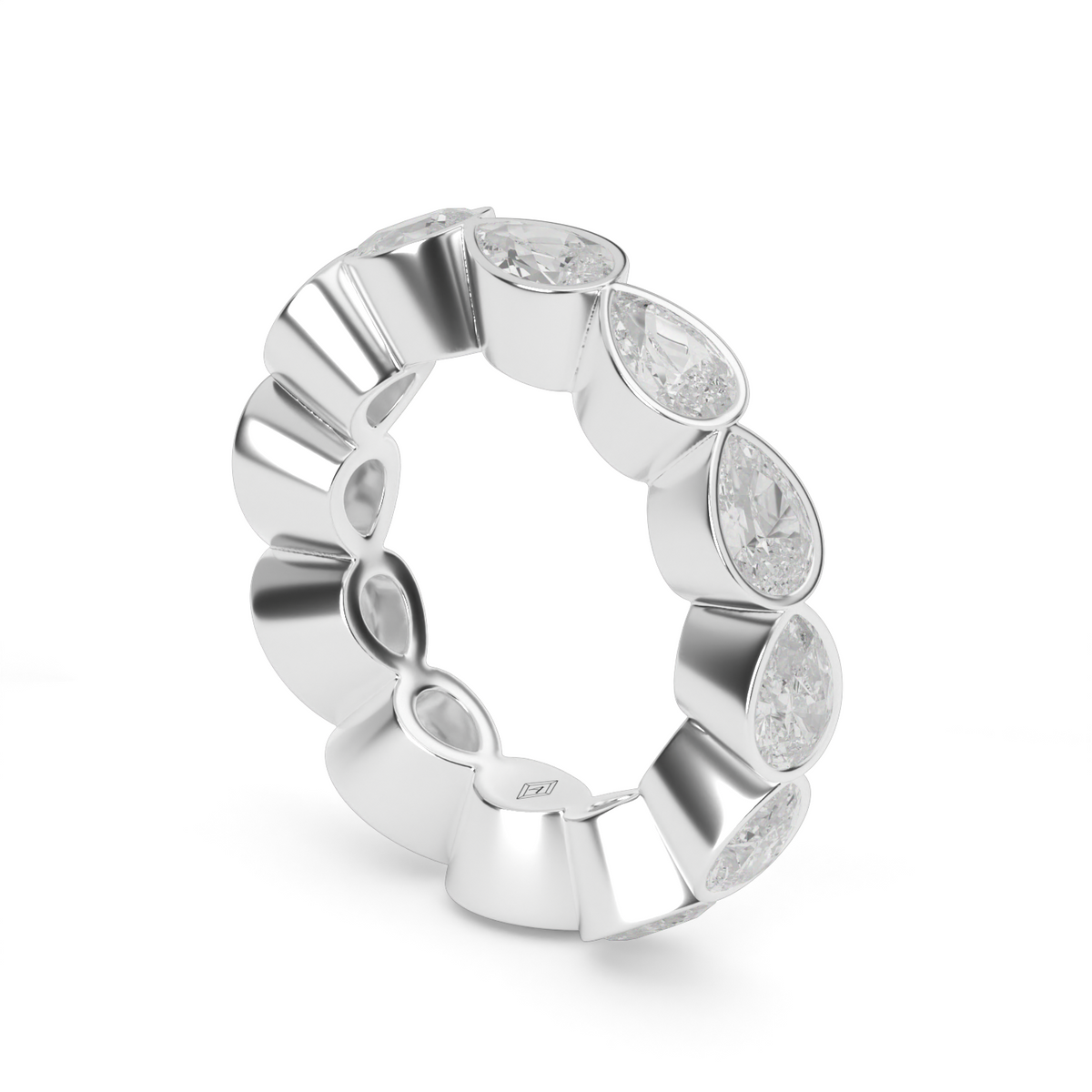 East-West Bezel Pear Eternity Ring — 14K White Gold / 4 / Lab Diamond (image)