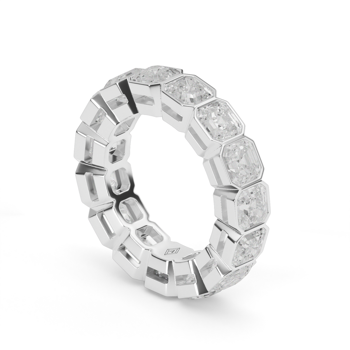 Asscher Cut Bezel Eternity Ring — 14K White Gold / 6 / Lab Diamond (image)