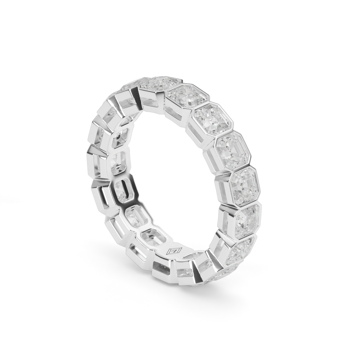 Asscher Cut Bezel Eternity Ring — 14K White Gold / 4 / Lab Diamond (image)