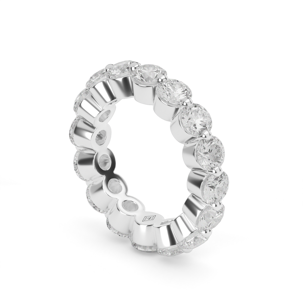 4 Carat Single Shared Prong Diamond Eternity Ring — 14K White Gold / Lab Diamond (image)