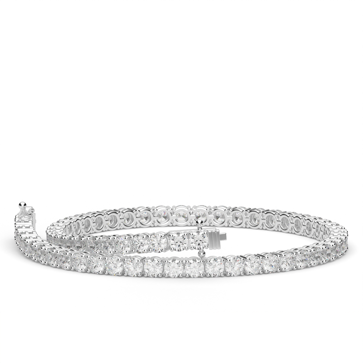 4 Carat Four Prong Diamond Tennis Bracelet — 14K White Gold / Lab Diamond (image)