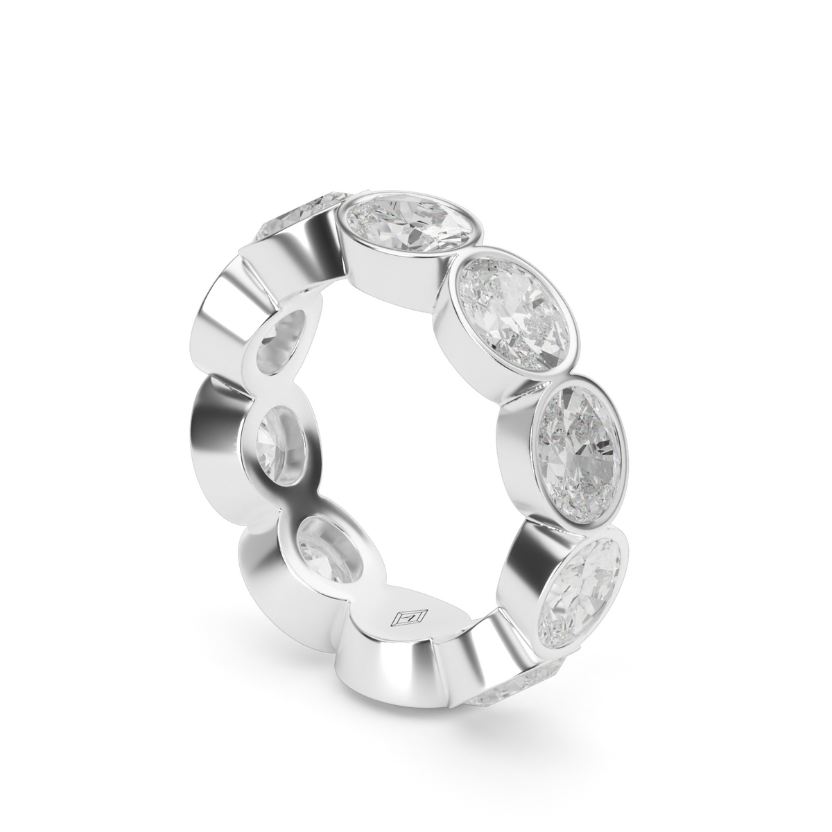 East-West Bezel Oval Cut Eternity Ring — 14K White Gold / 5 / Lab Diamond (image)