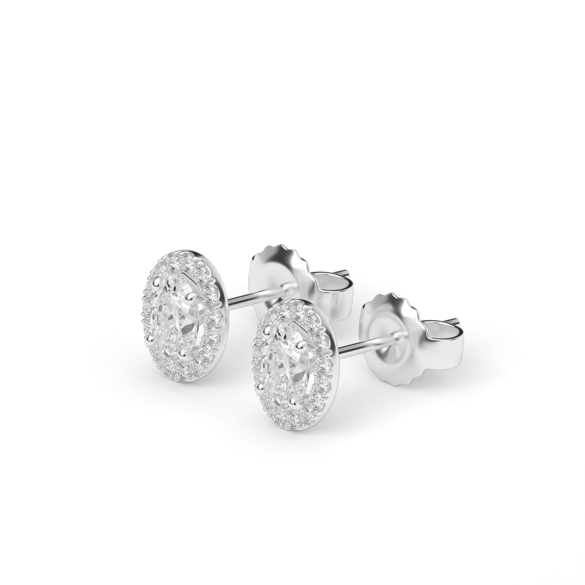 Classic Halo Diamond Studs — 14K White Gold / Lab Diamond (image)