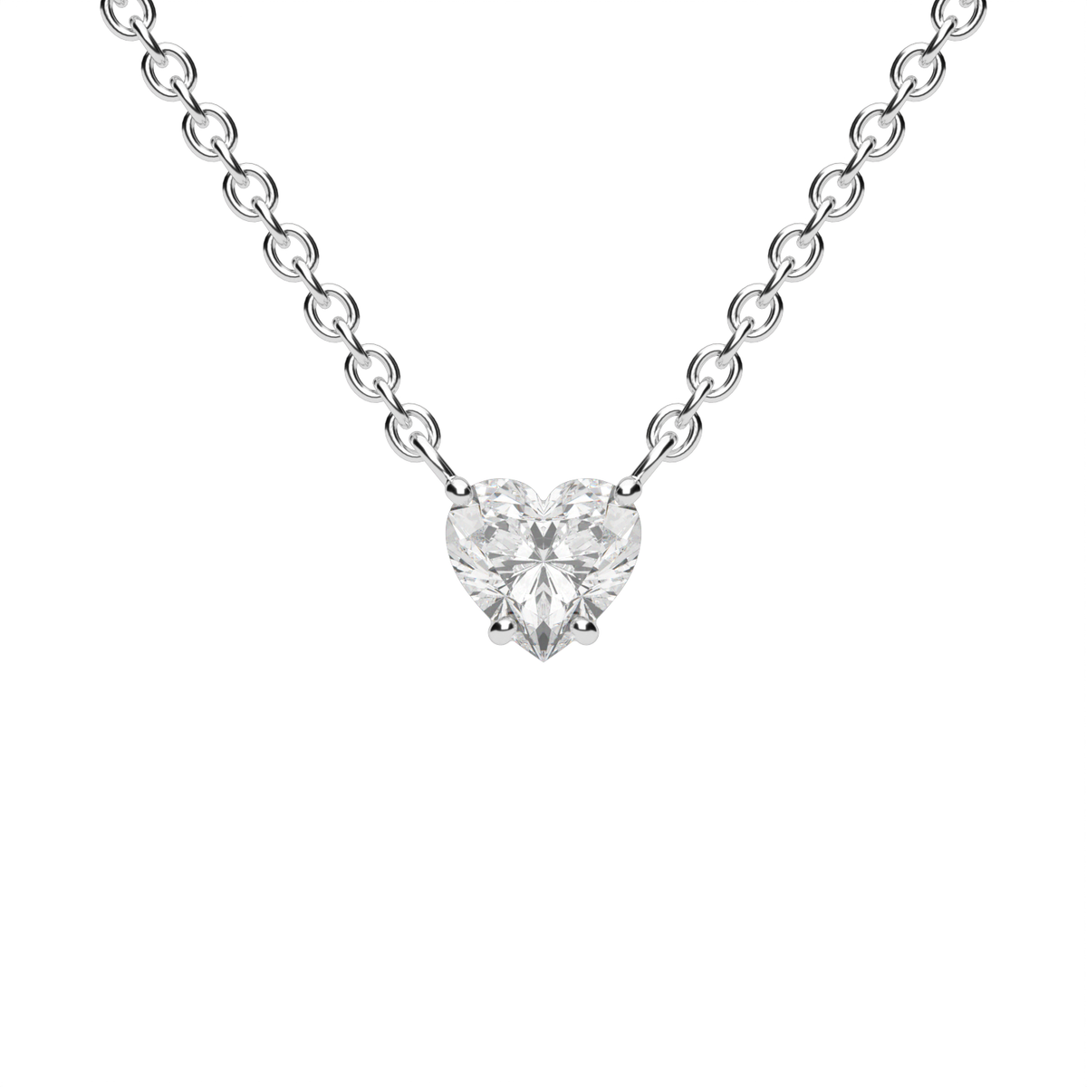 Classic Heart-Shaped Diamond Pendant — 14K White Gold / Lab Diamond (image)