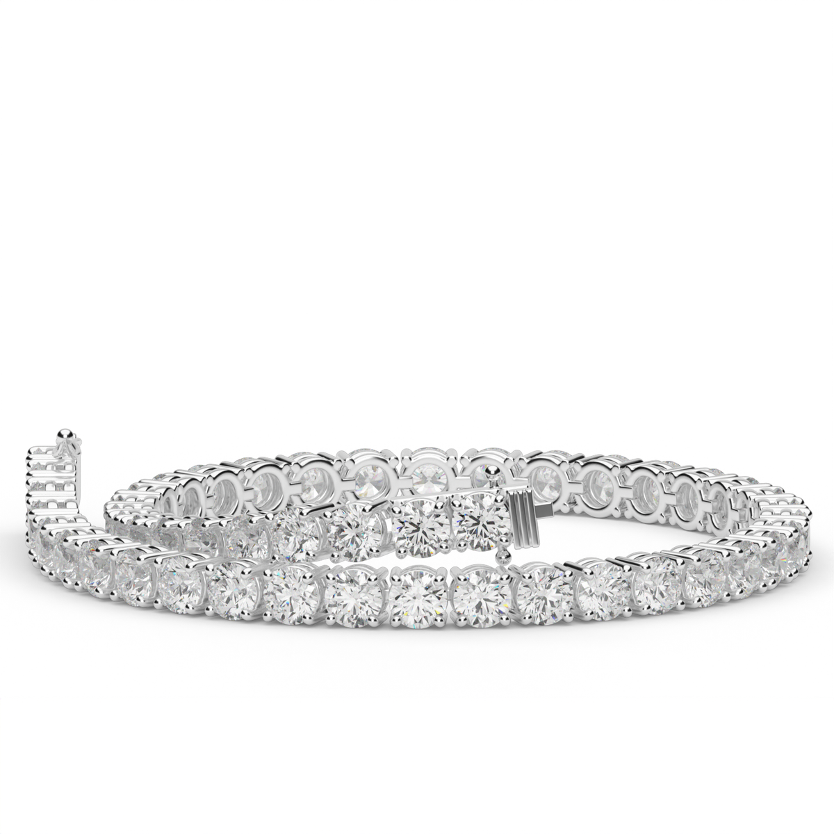7 Carat Four Prong Diamond Tennis Bracelet — 14K White Gold / Lab Diamond (image)