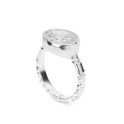 White Gold Oval Cut Diamond Solitaire Engagement Ring With Bezel Setting  