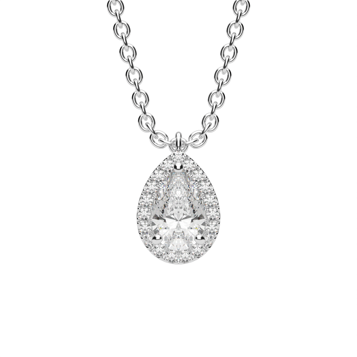 Eternity Pear Shaped Diamond Halo Pendant — 14K White Gold / Lab Diamond (image)