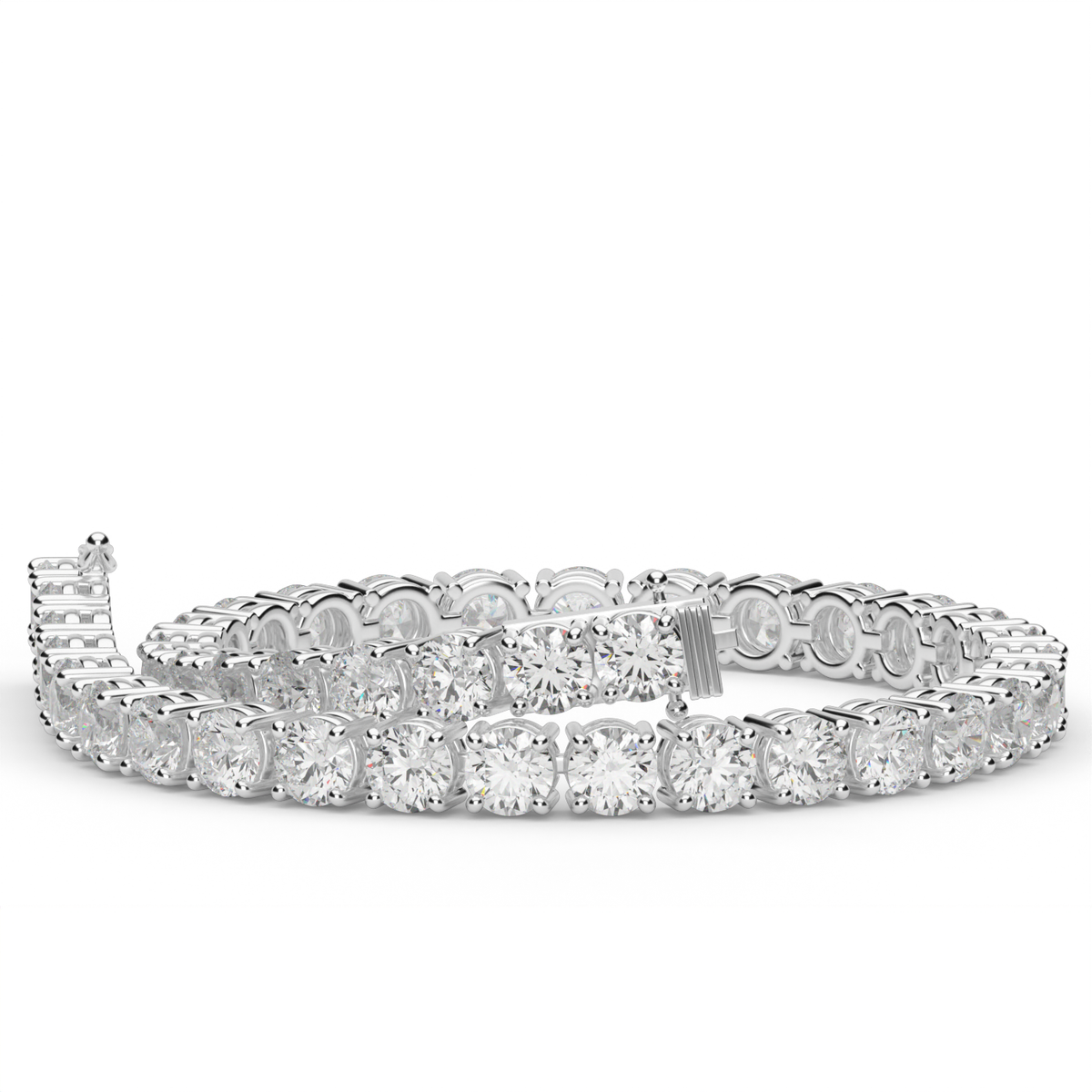 10 Carat Four Prong Diamond Tennis Bracelet — 14K White Gold / Lab Diamond (image)