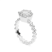 White Gold Solitaire Round Shape Diamond Engagement Ring With Prong Setting.