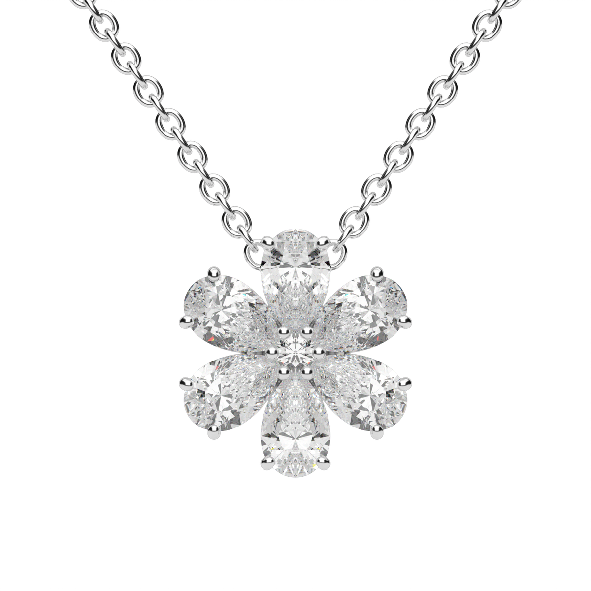 Floral-Inspired Pear-Shaped Diamond Pendant — 14K White Gold / Lab Diamond (image)