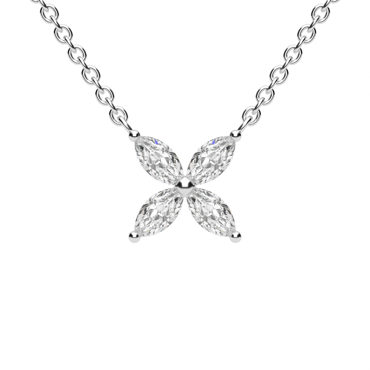Marquise Cluster Pendant — 14K White Gold / Lab Diamond (image)