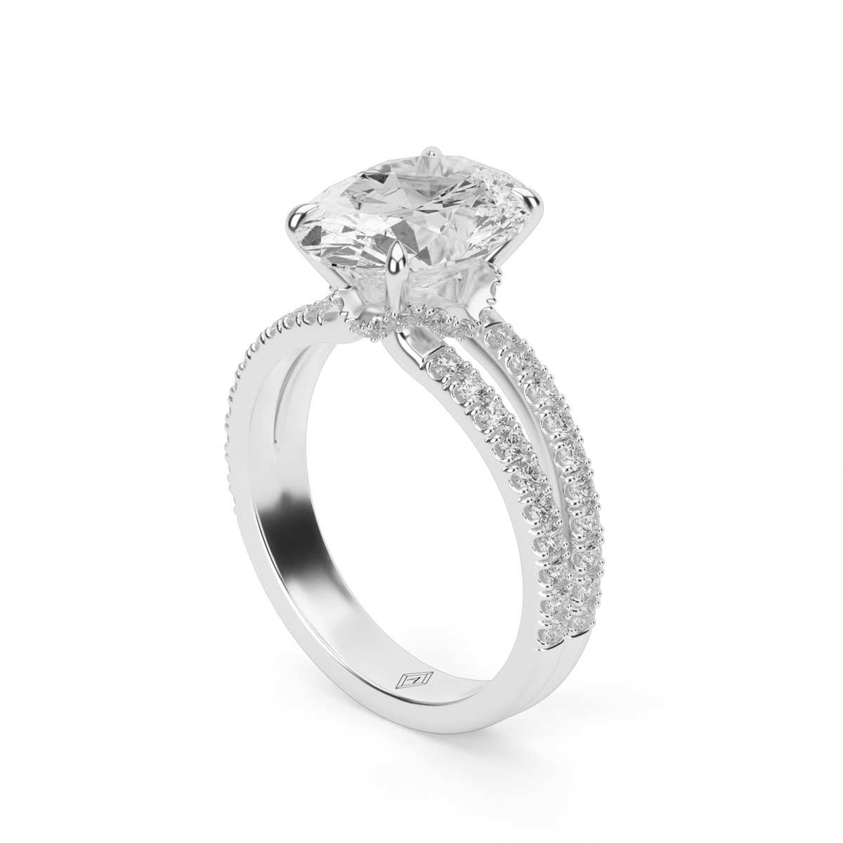 Split Shank   Pavé Engagement Ring — 14K White Gold / Oval / Lab Diamond (image)