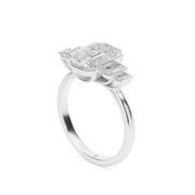  White Gold Emerald Cut Diamond Engagement Ring With Emerald Side Stone  Channel Setting 