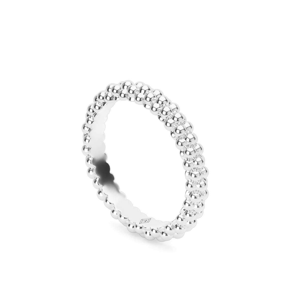 Modern Beaded Wedding Ring — 14K White Gold (image)