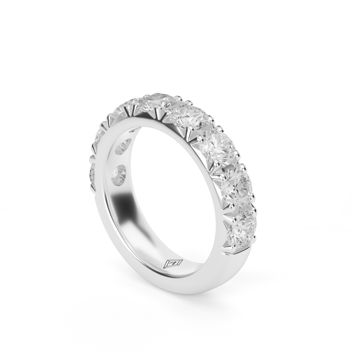 2 Carat French Pave Diamond Anniversary Ring — 14K White Gold / Lab Diamond (image)