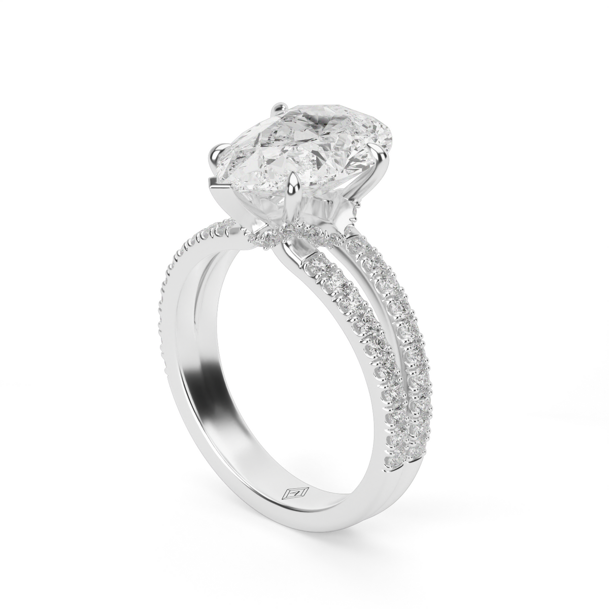 Split Shank   Pavé Engagement Ring — 14K White Gold / Pear / Lab Diamond (image)