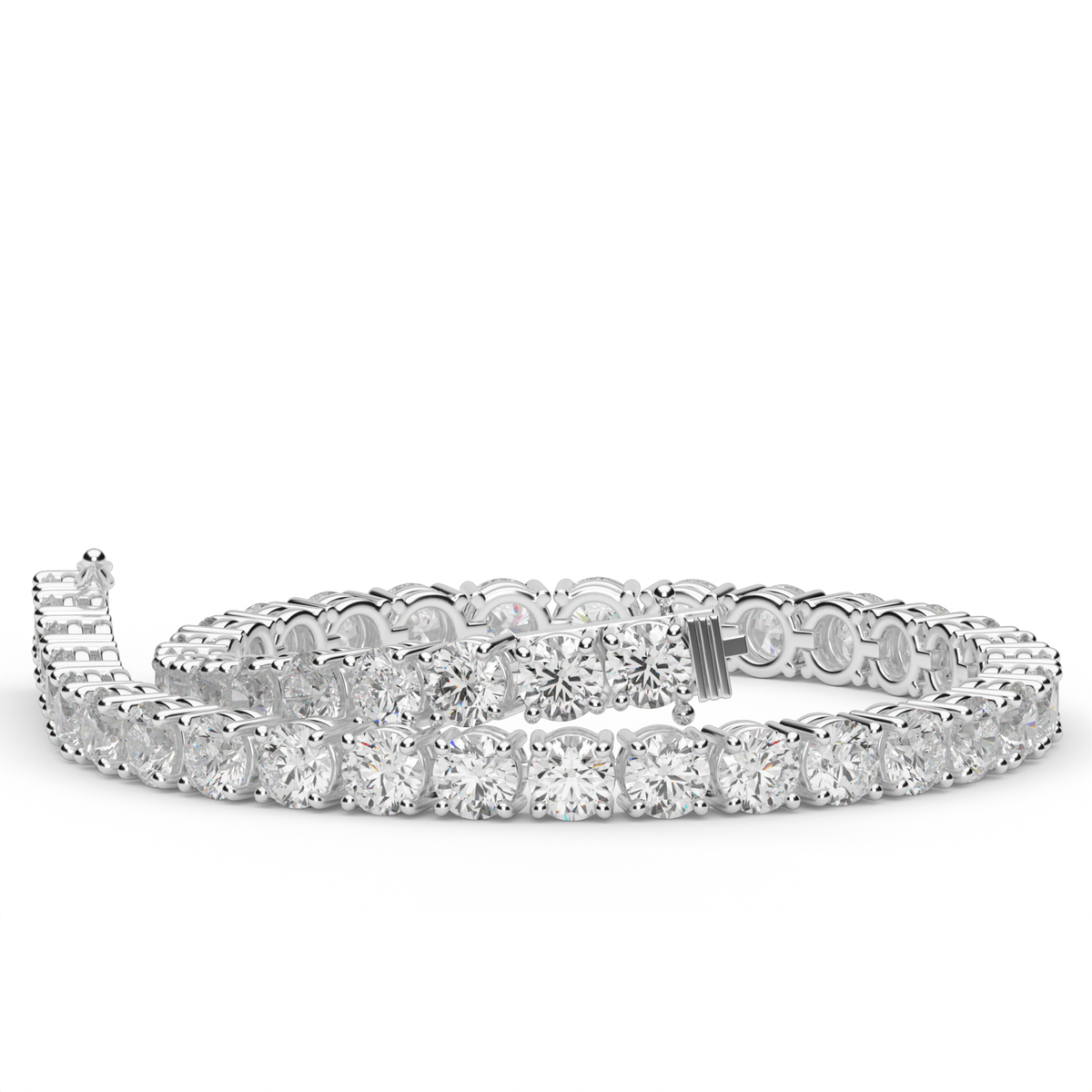 9 Carat Four Prong Diamond Tennis Bracelet — 14K White Gold / Lab Diamond (image)