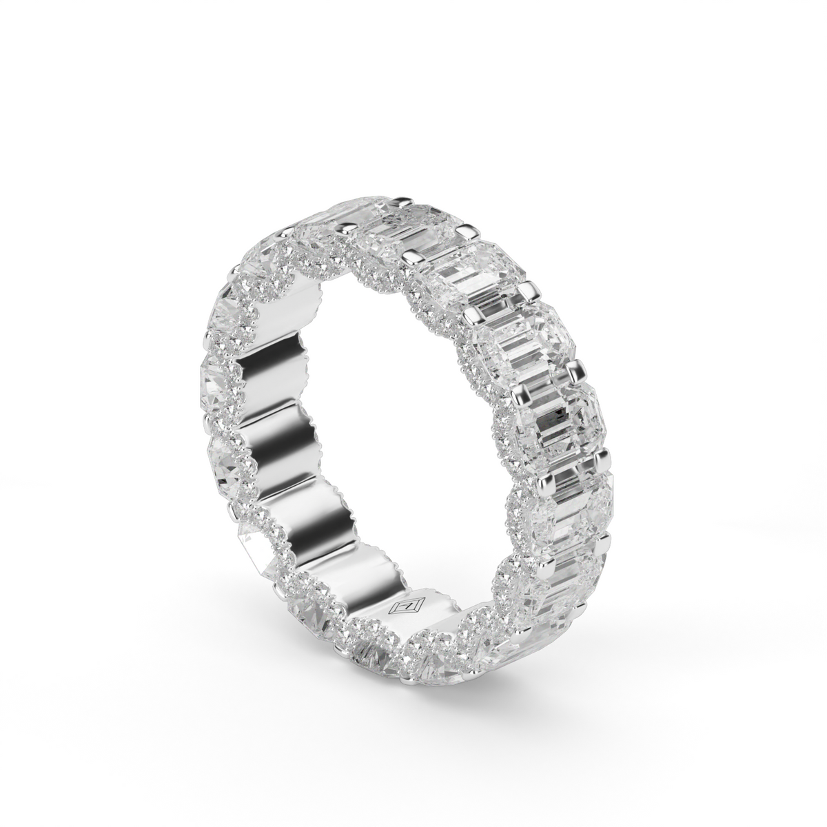 Elegant Emerald  Eternity Ring — 14K White Gold / Lab Diamond (image)