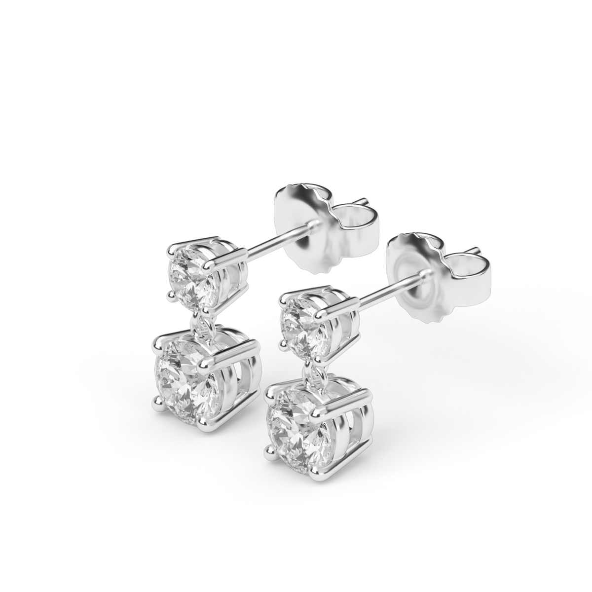 Two-Stone Earrings — 14K White Gold / Lab Diamond (image)