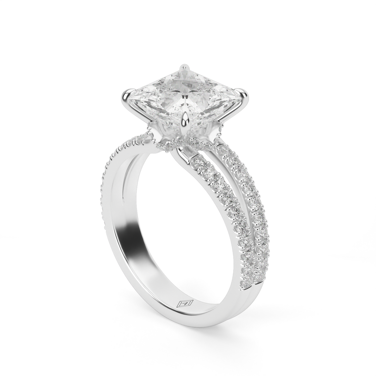 Split Shank   Pavé Engagement Ring — 14K White Gold / Princess / Lab Diamond (image)