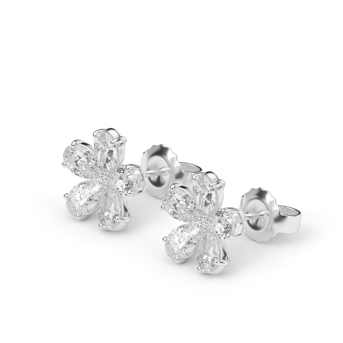 Floral-Inspired Pear-Shaped Diamond Earrings — 14K White Gold / Lab Diamond (image)