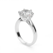 White Gold Round Shape Diamond Solitaire Engagement Ring With Prong Setting.