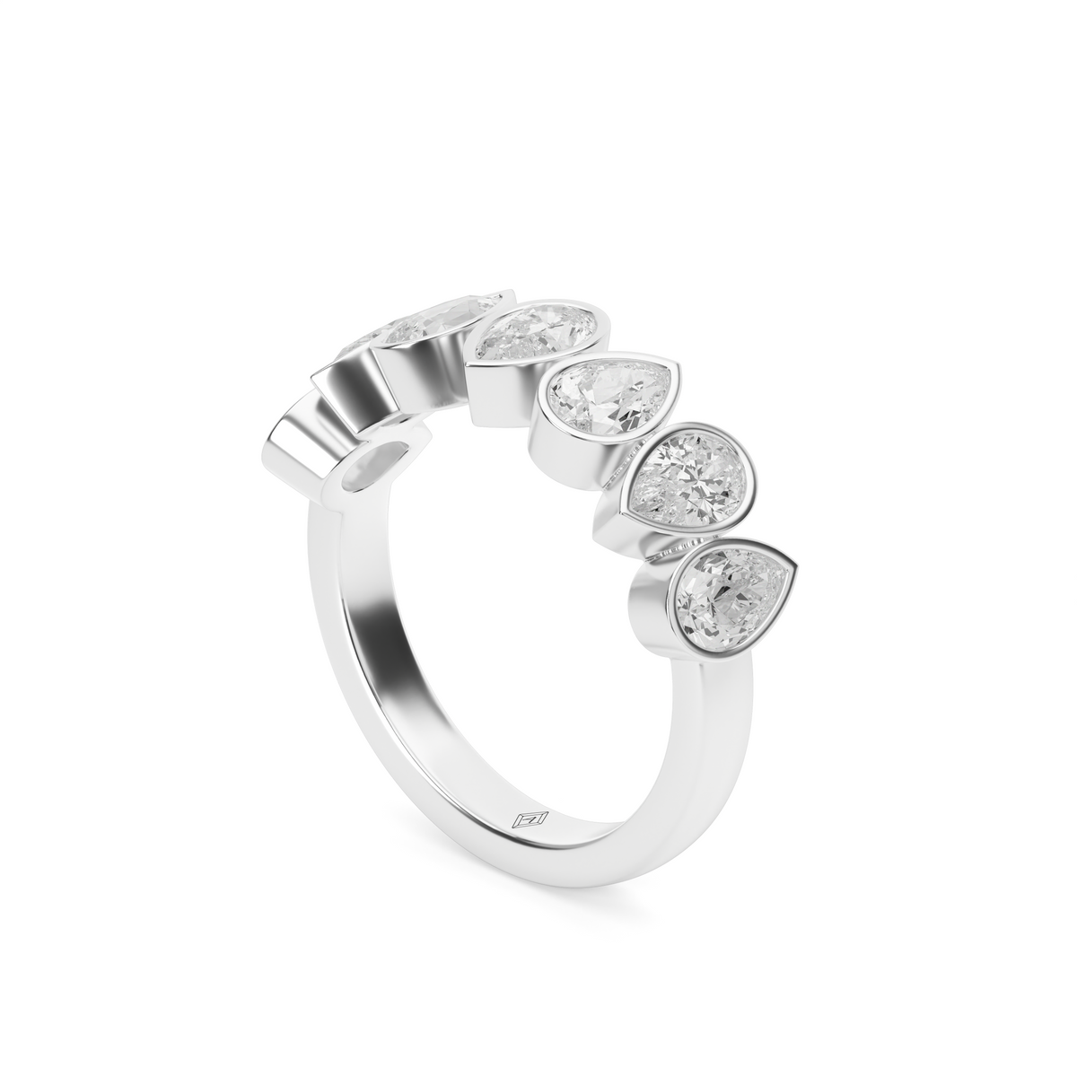 2 Carat Alternating Pear Shape Diamond Anniversary Ring — 14K White Gold / Lab Diamond (image)