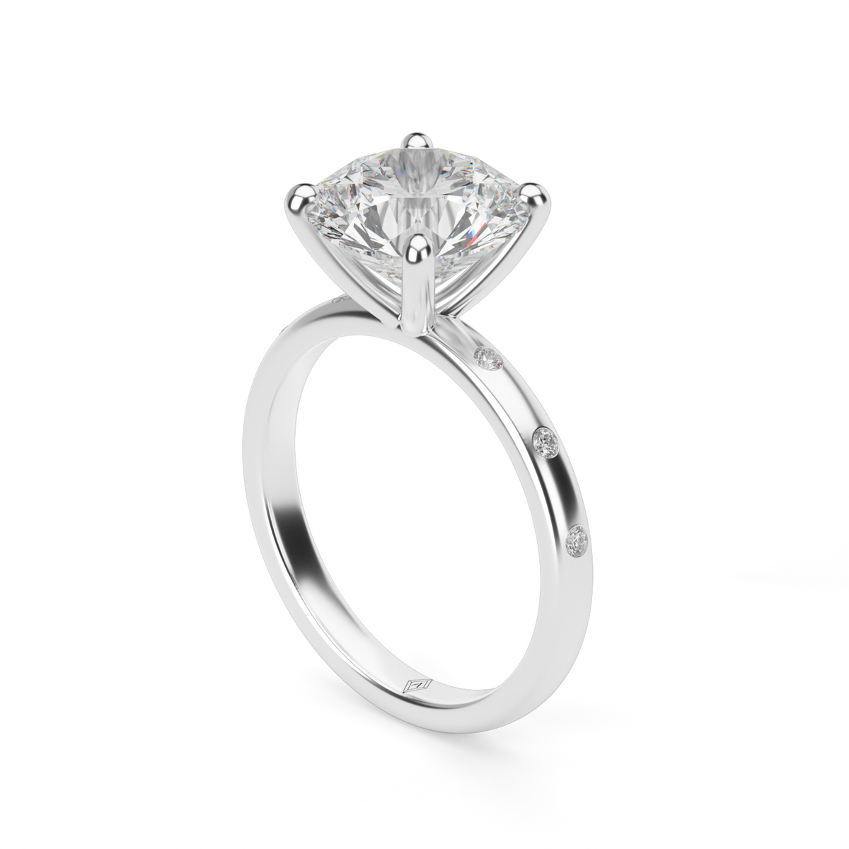 Modern Burnish-set Diamond Engagement Ring — 14K White Gold / Round / Lab Diamond (image)