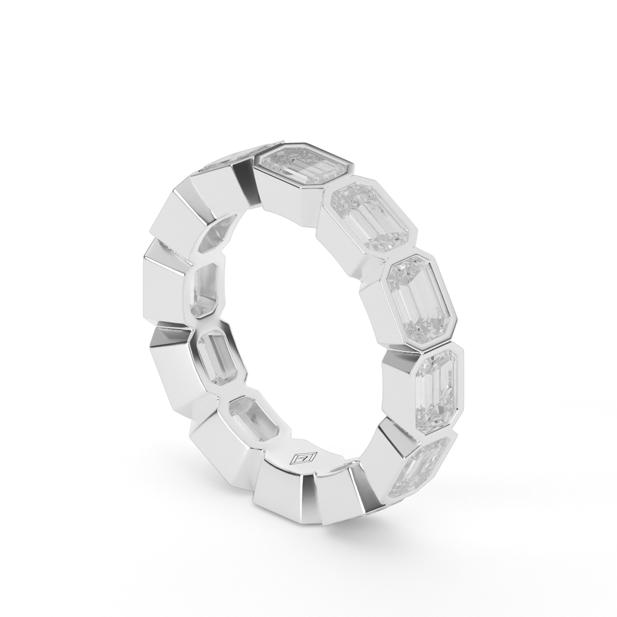 East-West Bezel Emerald Cut Eternity Ring — 14K White Gold / 6 / Lab Diamond (image)