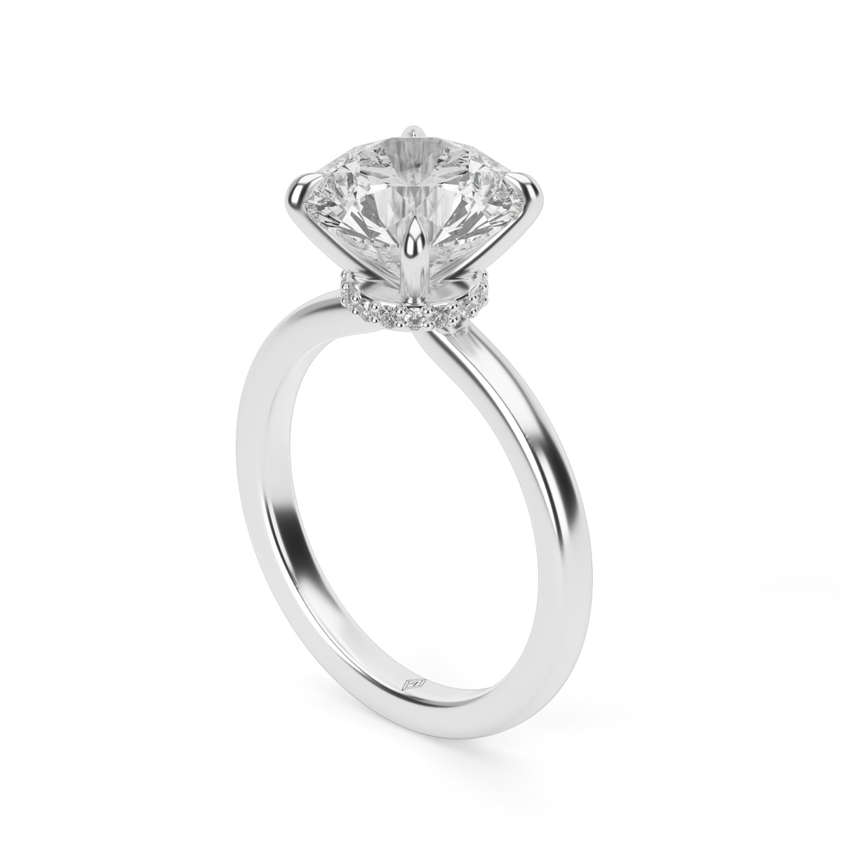 Hidden Halo Engagement Ring — 14K White Gold / Round / Lab Diamond (image)