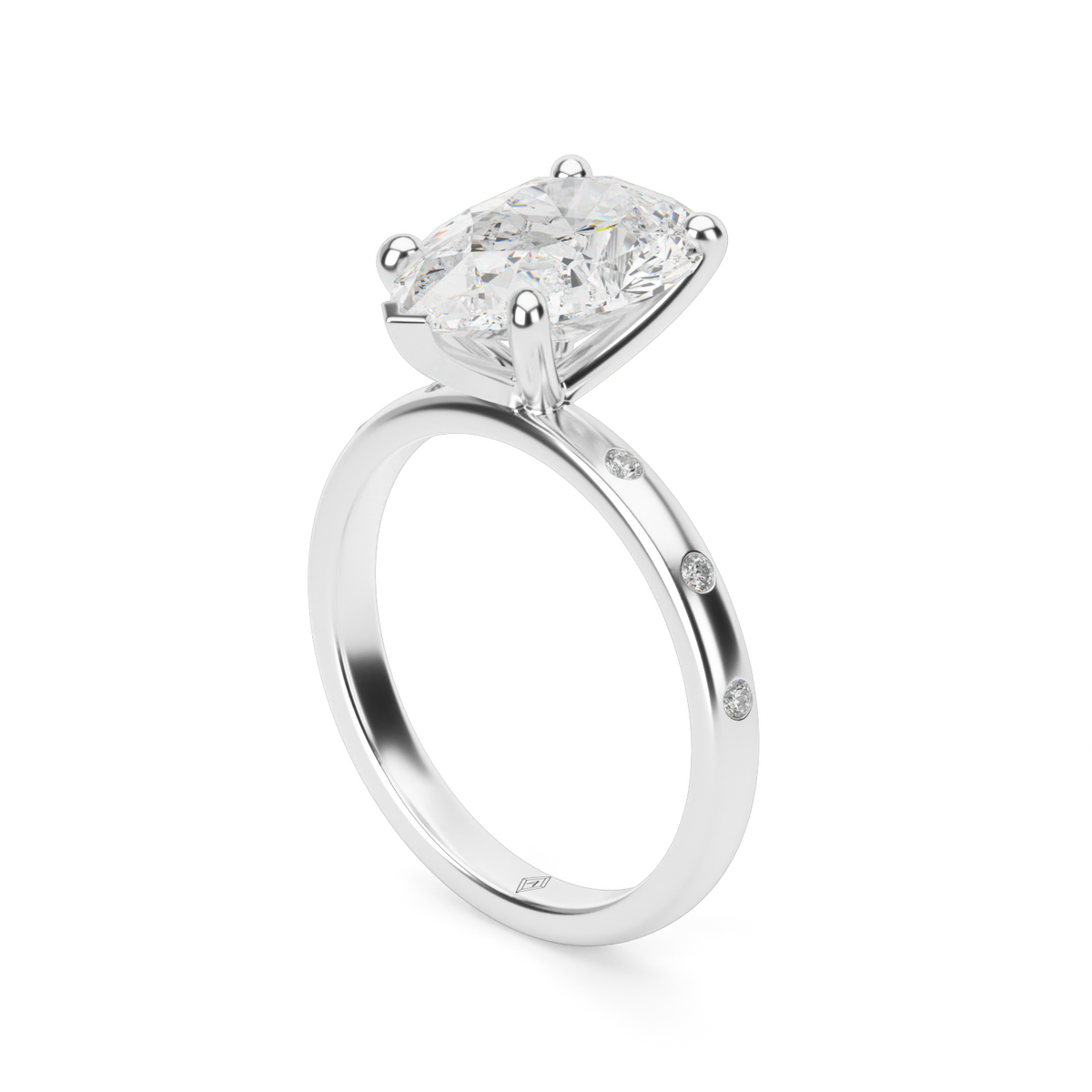 Modern Burnish-set Diamond Engagement Ring — 14K White Gold / Pear / Lab Diamond (image)