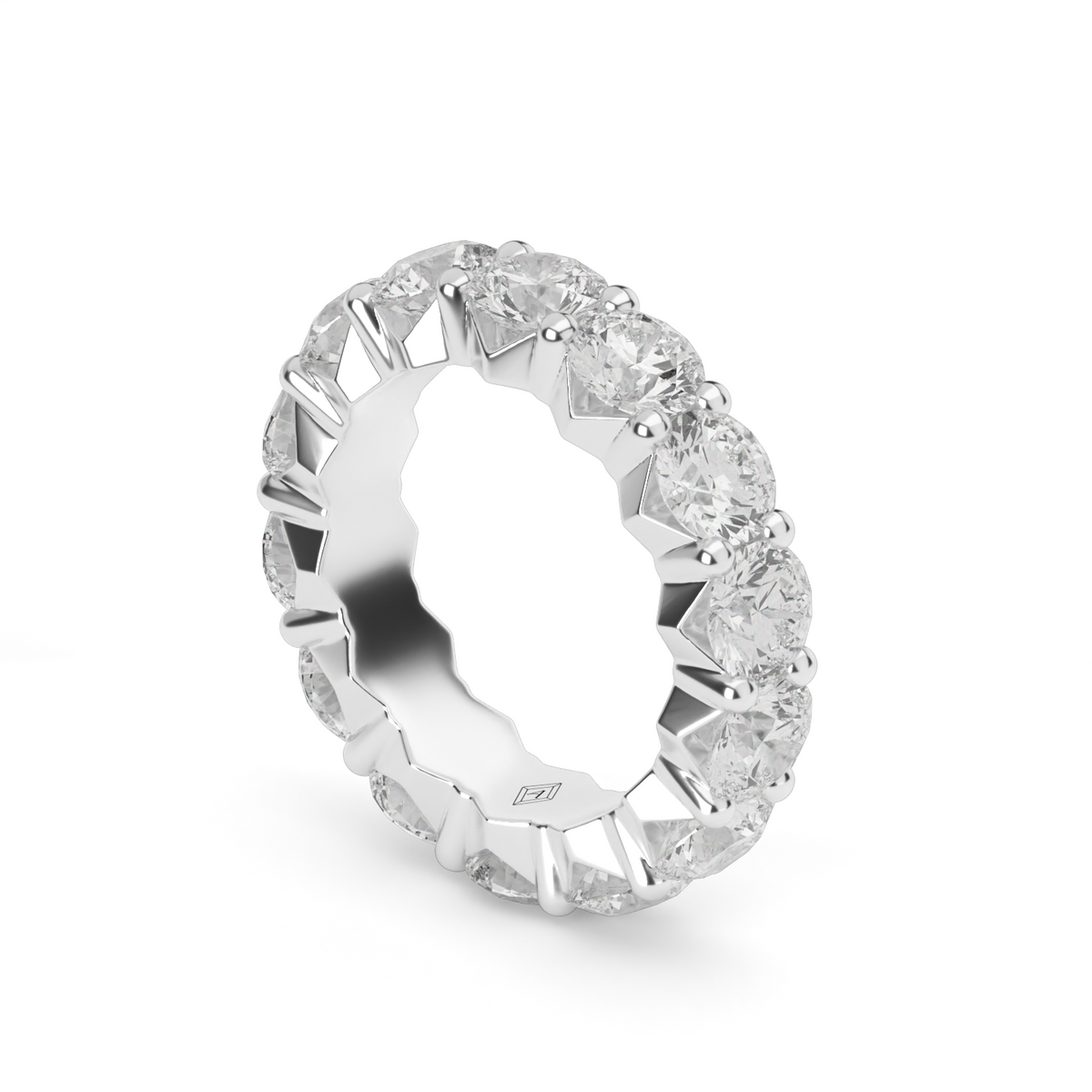 5 Ct Shared Prong Round Diamond Eternity Ring — 14K White Gold / Lab Diamond (image)