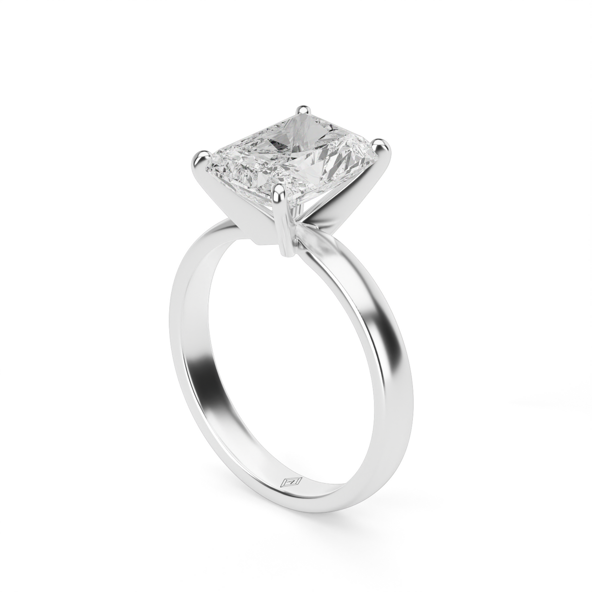 Comfort Fit Solitaire Engagement Ring (Six Prong) — 14K White Gold / Radiant (image)