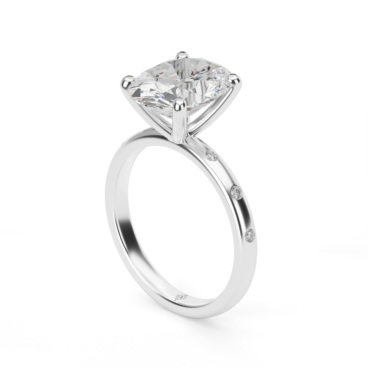 Modern Burnish-set Diamond Engagement Ring — 14K White Gold / Oval / Lab Diamond (image)