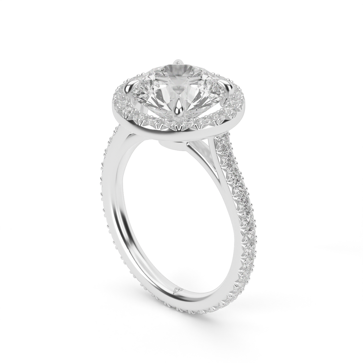 French Cut Engagement Ring — 14K White Gold / Round / Lab Diamond (image)