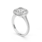 White Gold Round Shape Diamond Halo Eternity Engagement Rind With French Cut Setting