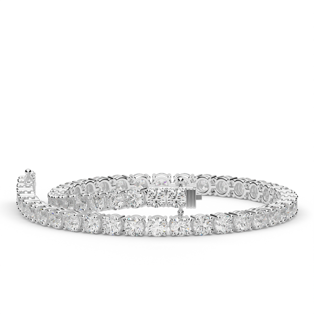 6 Carat Four Prong Diamond Tennis Bracelet — 14K White Gold / Lab Diamond (image)