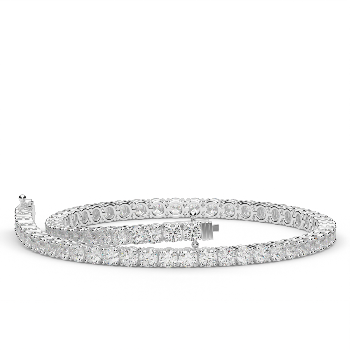 3 Carat Four Prong Diamond Tennis Bracelet — 14K White Gold / Lab Diamond (image)