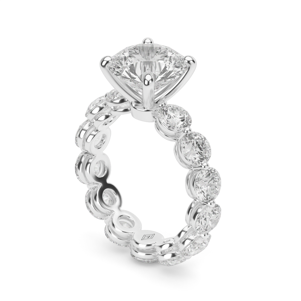 Single Shared Prong Diamond Eternity Engagement Ring — 14K White Gold / Round / Lab Diamond (image)