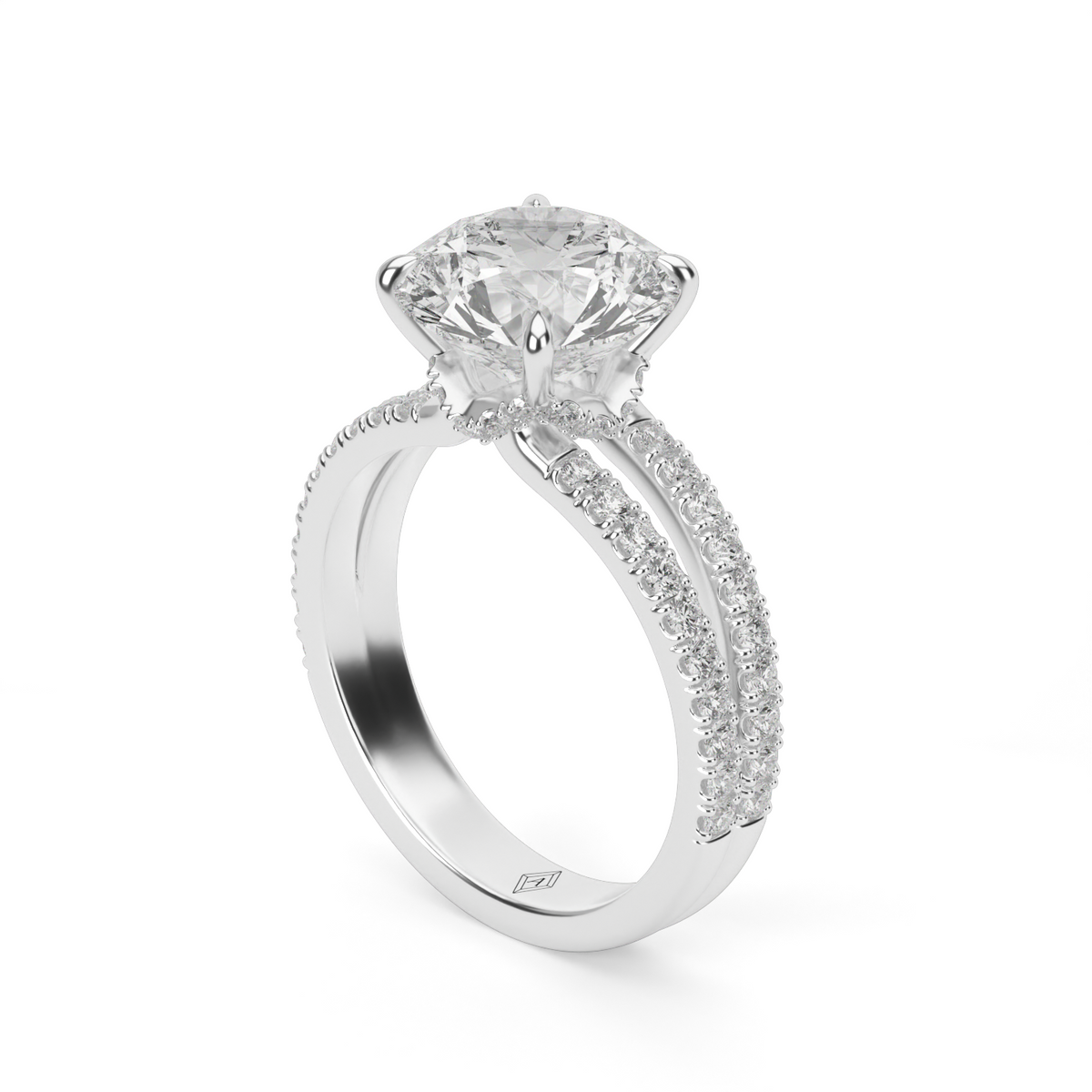 Split Shank   Pavé Engagement Ring — 14K White Gold / Round / Lab Diamond (image)