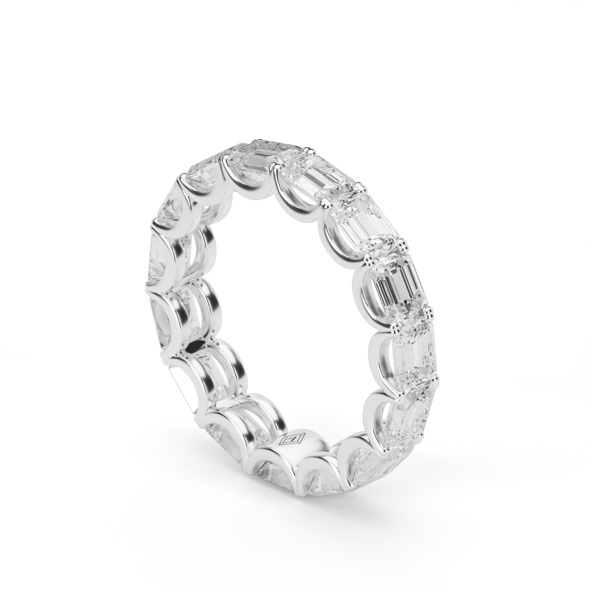 Split Prong Emerald Diamond Eternity Ring — 14K White Gold / 5 / Lab Diamond (image)