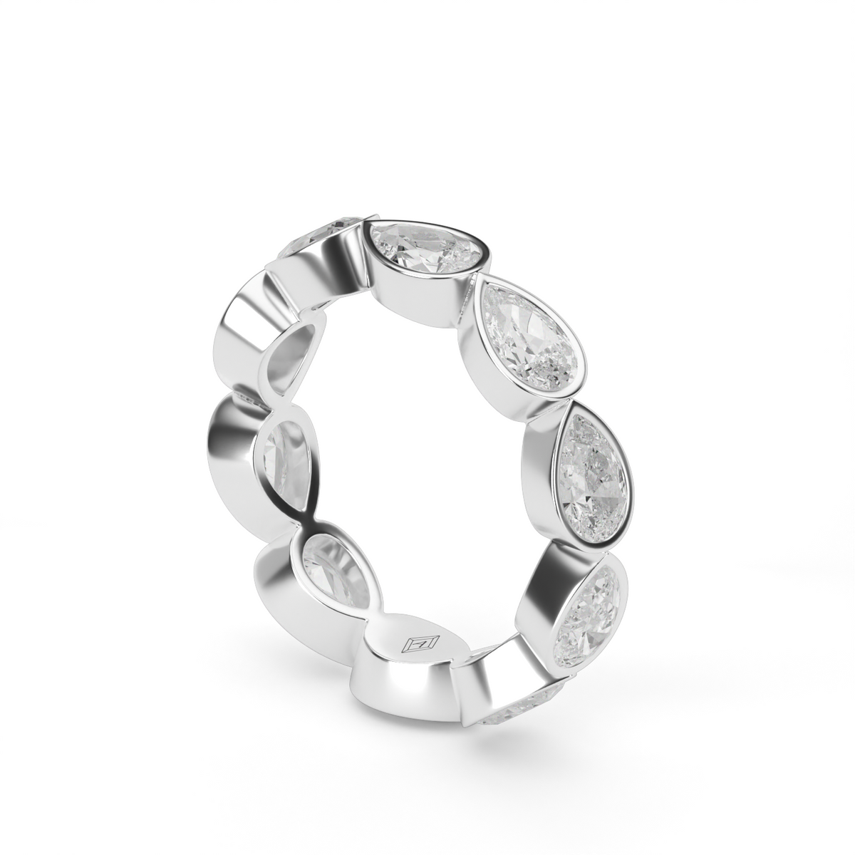 East-West Bezel Pear Eternity Ring — 14K White Gold / 3 / Lab Diamond (image)