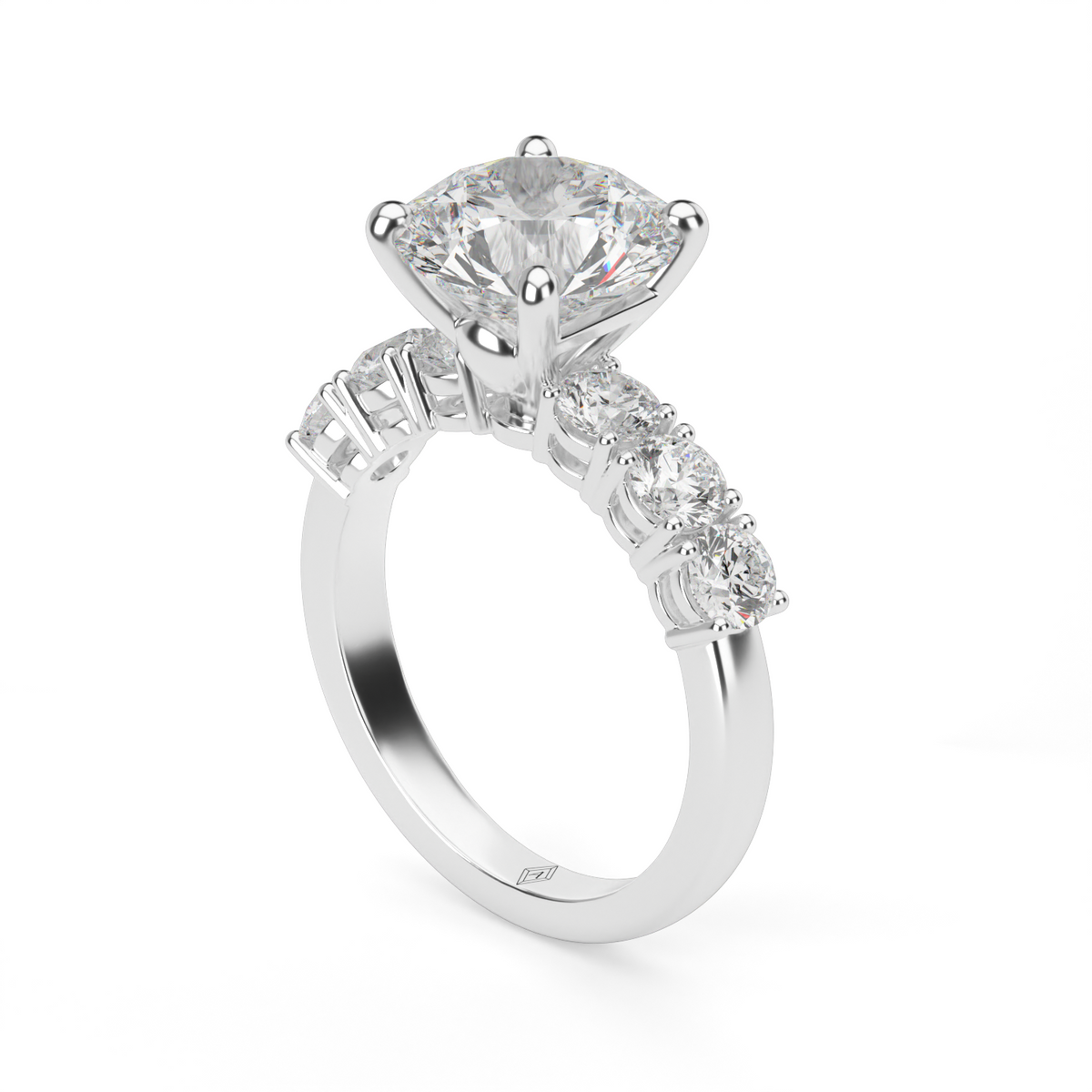 Prong Set Diamond Engagement Ring — 14K White Gold / Round / Lab Diamond (image)